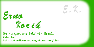 erno korik business card